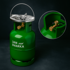 Газовый баллон "JAN Svarka" VIP 8л – усиленный корпус, латунные тарелки, идеален для кемпинга и быта.