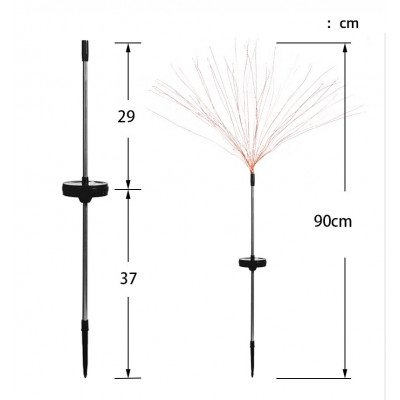 Уличный автономный садовый Фейерверк фонарь. Гирлянда газонная 90 диодов на солнечной батарее №2