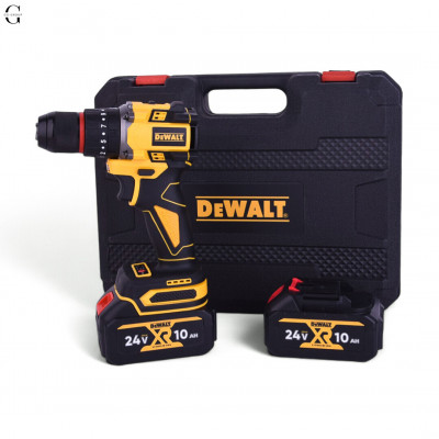 Шуруповерт DeWALT 24V Бесщеточный + 2 АКБ 10Ah + Металлический патрон + Набор инструментов №0