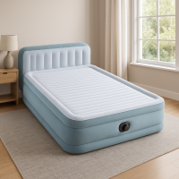 Intex 64450 Надувная Кровать 236×152×86 см PLUSH Изголовье, Электронасос, Dura-Beam DELUXE Queen