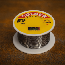Припой паяльный SOLDER с флюсом Ø1.7 мм, 150 г, легкоплавкий для электроники, плат, электричества и автоэлектрики.