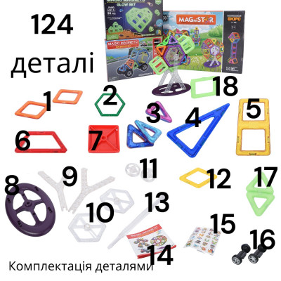 Магнітний конструктор Magical Magnet деталей 124 деталій  №3