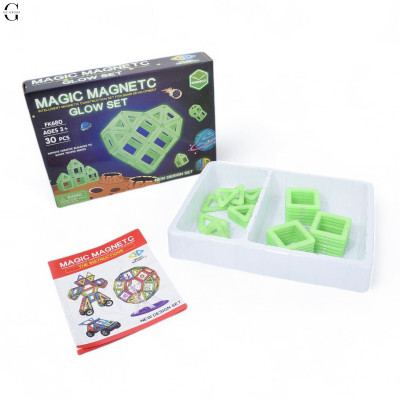 Магнитный конструктор Magical Magnet деталей 30 светящихся в темноте №2