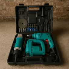 Комплект професійних інструментів 3 в 1 — лобзик, ударний дриль та болгарка