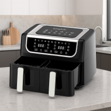 Аэрофритюрница LumaBella LB-60015, 5.5 л+5.5 л, 3000 Вт, антипригарное покрытие, таймер, регулировка температуры