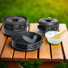 Похідний набір посуду Cooking Set SY-500 з анодованого алюмінію для 2–3 осіб зі сковорідкою та котелками