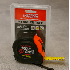 Рулетка YUETE TOOLS 7,5м×25 мм с фиксатором, стальное полотно с покрытием, для строительных работ