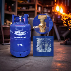Газовий балон WERK 27 л побутовий із запобіжним клапаном для пальника, плити, обігрівача, багаторазовий