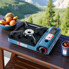 Портативная газовая плита PORTABLE ZB-16, 2500 Вт, пьезоподжиг, защита, кейс, для кемпинга и дома