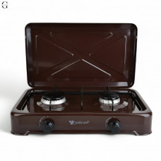 Плита газова настільна YUCEL O-200-LPG-black, 2 конфорки, емаль, з кришкою, ТУРЦІЯ