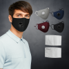 Защитная маска с угольным фильтром PM2.5, 5 слоев, клапан выдоха, многоразовая, черная, унисекс
