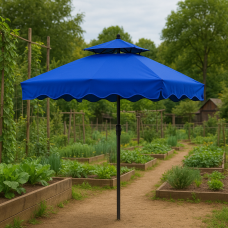 Прямоугольный торговый зонт Blue- с двойным куполом
