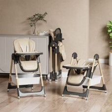 Стульчик для кормления-люлька Toti бежевый, регулировка высоты, спинки и подноса, ремни безопасности.
