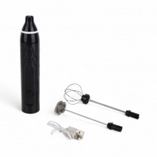 Капучінатор акумуляторний 1200 мАч безшумний з USB зарядкою 2 насадки Sokany SK-201A Чорний