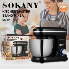 Миксер планетарный Sokany SK-271, 1200 Вт, чаша 5 л, тестомисс с насадками