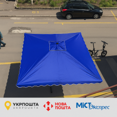 Парасолька Munsen 3×3 м з вітровим клапаном і УФ-захистом, нейлон, металева конструкція Синя 