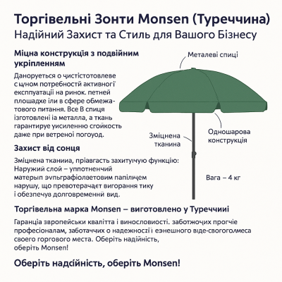 Парасолька Monsen | Диаметр 3 м| 8 металл. спрос | №0