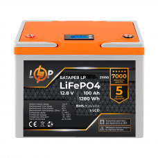 Акумулятор LP LiFePO4 12V (12,8V) - 100 Ah (1280Wh) (BMS 80A/40А) пластик LCD для ДБЖ