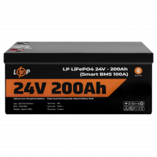 Акумулятор LP LiFePO4 24V (25,6V) - 200 Ah (5120Wh) (Smart BMS 100А) з BT пластик для ДБЖ