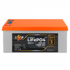 Акумулятор LP LiFePO4 LCD 24V (25,6V) - 230 Ah (5888Wh) (BMS 200A/100A) пластик