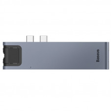 USB Hub Baseus Thunderbolt C Pro Dual Type-C на USB3.0*2+HDMI+RJ45+Type-C PD+ microSD+ SD(CAHUB-L0G) USB Hub Baseus Thunderbolt C на 2-дюймовий Dual Type-C на USB3. 0*2 + HDMI + RJ45 Ethernet + Type-C PD + microSD + SD card Серий (CAHUB-L0G)