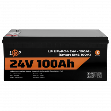 Акумулятор LP LiFePO4 24V (25,6V) - 100 Ah (2560Wh) (Smart BMS 100А) з BT пластик для ДБЖ