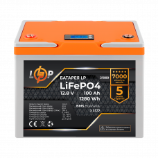 Акумулятор LP LiFePO4 LCD 12V (12,8V) - 100 Ah (1280Wh) (BMS 80A/40А) пластик