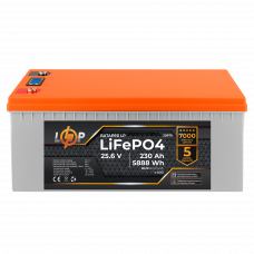 Акумулятор LP LiFePO4 для ДБЖ LCD 24V (25,6V) - 230 Ah (5888Wh) (BMS 80A/40A) пластик