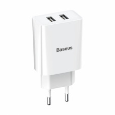 Мережевий зарядний пристрій Baseus Speed ​​Mini Dual USB 10.5W Білий (CCFS-R02)