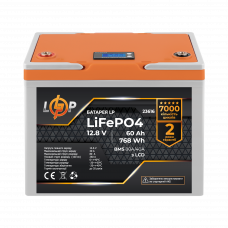 Акумулятор LP LiFePO4 12,8V - 60 Ah (768Wh) (BMS 80A/40А) пластик LCD