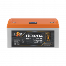 Акумулятор LP LiFePO4 25,6V - 100 Ah (2560Wh) (BMS 80A/80А) пластик LCD Smart BT