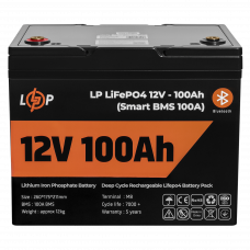 Акумулятор LP LiFePO4 12V (12,8V) - 100 Ah (1280Wh) (Smart BMS 100А) з BT пластик для ДБЖ