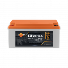 Акумулятор LP LiFePO4 51,2V - 50 Ah (2560Wh) (BMS 80A/50А) пластик Smart BT