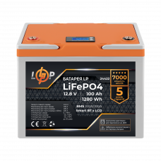 Акумулятор LP LiFePO4 12,8V - 100 Ah (1280Wh) (BMS 100A/100А) пластик LCD Smart BT