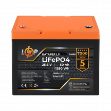 Акумулятор LP LiFePO4 25,6V - 50 Ah (1280Wh) (BMS 80A/50А) пластик Smart BT