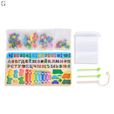 Деревянный развивающий центр TREE TOYS MD1695-RU: ксилофон, сортеры, рыбалка, 10 рыбок