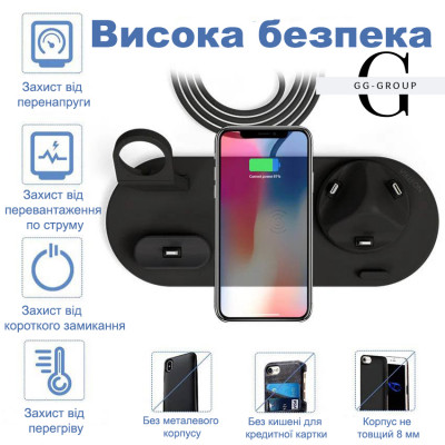 Беспроводное зарядное устройство 5 в 1 подставка для iPhone 15, 14, 13, 12, 11 X, Apple Watch Airpods №5