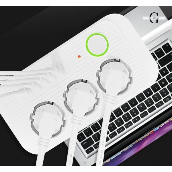 Мережевий фільтр Подовжувач USB ТК-3 (3×220В + 4×USB + 1×Type-C), F09u, Білий, 5 м