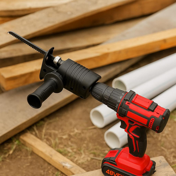 Адаптер-насадка сабельная пила/лобзик для шуруповёрта + набор из 9 пил