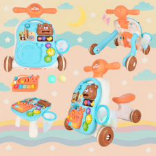 Каталка-ходунки 995 4в1: столик, бізіборд, піаніно з підсвіткою, кульки та ігри для розвитку