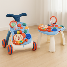 Детские каталка-ходунки LimoToy 2в1 HB 0049, игровой центр, музыкальная панель, баскетбольное кольцо
