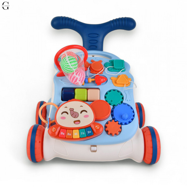 Детские каталка-ходунки LimoToy 2в1 HB 0049, игровой центр, музыкальная панель, баскетбольное кольцо