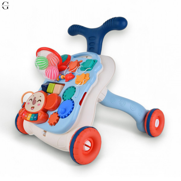 Детские каталка-ходунки LimoToy 2в1 HB 0049, игровой центр, музыкальная панель, баскетбольное кольцо