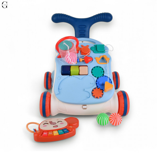 Детские каталка-ходунки LimoToy 2в1 HB 0049, игровой центр, музыкальная панель, баскетбольное кольцо