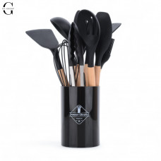 Силіконовий кухонний набір аксесуарів Kitchen stuff 12 предметів BLACK