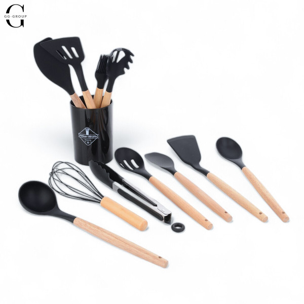 Силіконовий кухонний набір аксесуарів Kitchen stuff 12 предметів BLACK