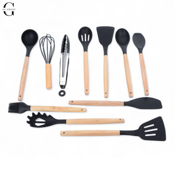 Силіконовий кухонний набір аксесуарів Kitchen stuff 12 предметів BLACK
