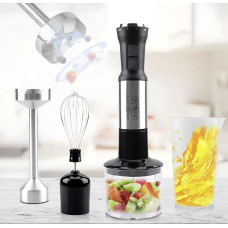 Блендер Hoffmans HM-8026 4-в-1 1000 Вт с 10 скоростями, турбо и насадками для измельчения и сбивания.