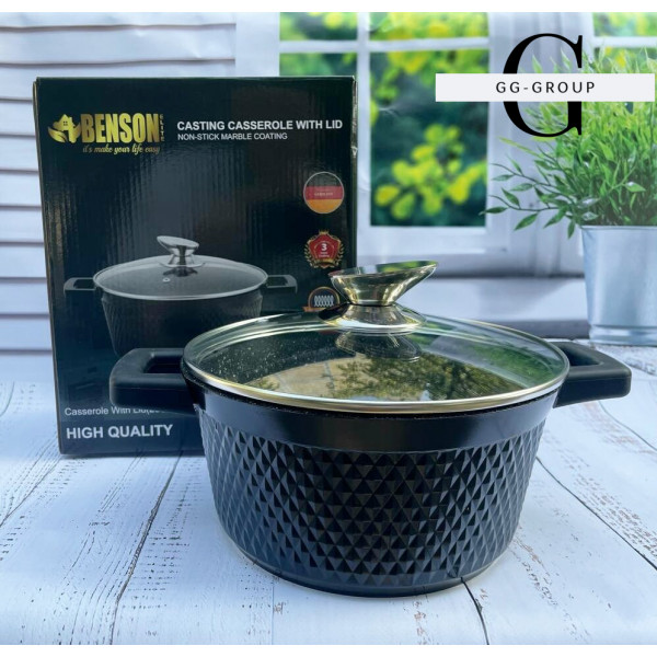 Каструля з кришкою з антипригарним покриттям Benson BN-391 2.5л