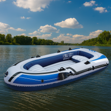 Надувная лодка JR-2400 4-местная 264×145×41 см с насосом, веслами и 2 подушками.